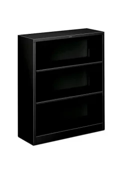 Hon Company Metal Bookcase, Three-Shelf, 34-1/2w x 12-5/8d x 41h, Black
