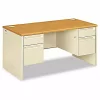 Hon Company 38000 Series Double Pedestal Desk, 72w x 36d x 29-1/2h, Harvest/Putty