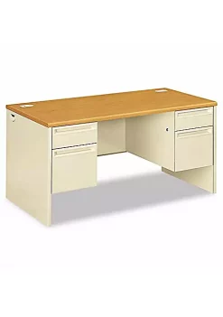 Hon Company 38000 Series Double Pedestal Desk, 72w x 36d x 29-1/2h, Harvest/Putty