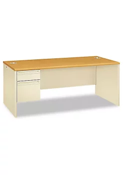 Hon Company 38000 Series Left Pedestal Desk, 72w x 36d x 29-1/2h, Harvest/Putty