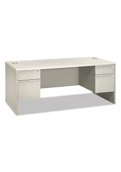 Hon Company 38000 Series Double Pedestal Desk, 72" Wide, Silver Mesh/Light Gray