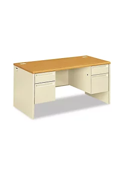 Hon Company 38000 Series Double Pedestal Desk, 60w x 30d x 29-1/2h, Harvest/Putty
