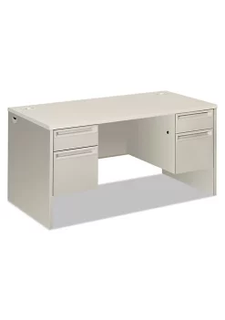 Hon Company 38000 Series Double Pedestal Desk, 60" Wide, Silver Mesh/Light Gray
