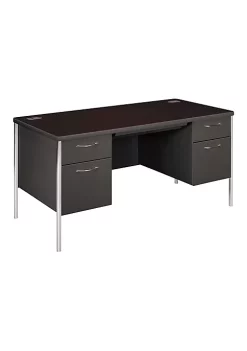 Hon Company Mentor Series Double Pedestal Desk, 60w x 30d x 29-1/2h, Mahogany/Charcoal