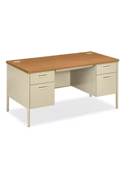Hon Company Metro Classic Double Pedestal Desk, 60w x 30d x 29 1/2h, Harvest/Putty