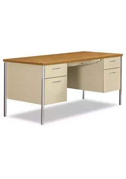 Hon Company 34000 Series Double Pedestal Desk, 60w x 30d x 29 1/2h, Harvest/Putty