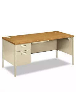 Hon Company Metro Classic Left Pedestal Desk, 66w x 30d, Harvest/Putty