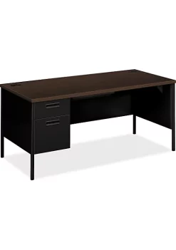 Hon Company Metro Classic Left Pedestal Desk, 66w x 30d, Mocha/Black