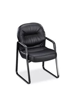 Hon Company 2090 Pillow-Soft Series Leather Guest Arm Chair, Black