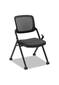 Hon Company VL304 Armless Mesh Back Nesting Chair, Black/Black
