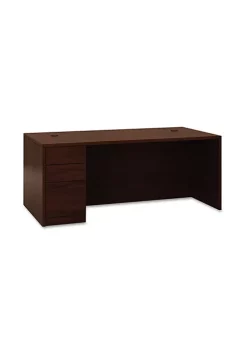 Hon Company 10500 Series "L" Single Ped Desk, Left Full-Height Ped, 72 x 36, Mahogany